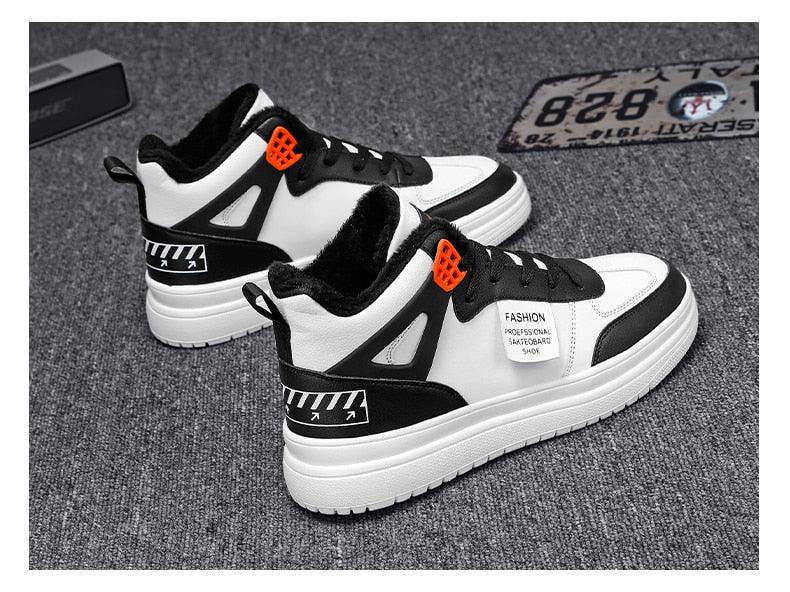 Elegant Sport Men's Sneaker Trend High Top Platform Shoes Spring Vulcanized Shoes Leather Casual Sport Fashion Flat Low Top Sneaker Lace-up Modern Design Stevvex
