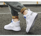 Elegant Sport Men's Sneaker Trend High Top Platform Shoes Spring Vulcanized Shoes Leather Casual Sport Fashion Flat Low Top Sneaker Lace-up Modern Design Stevvex