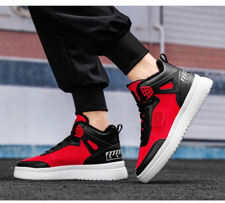 Elegant Sport Men's Sneaker Trend High Top Platform Shoes Spring Vulcanized Shoes Leather Casual Sport Fashion Flat Low Top Sneaker Lace-up Modern Design Stevvex