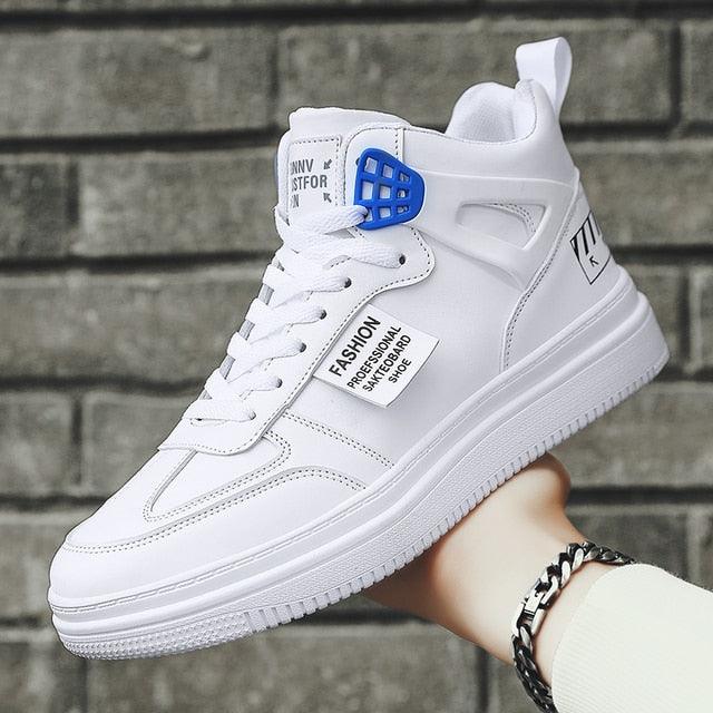 Elegant Sport Men's Sneaker Trend High Top Platform Shoes Spring Vulcanized Shoes Leather Casual Sport Fashion Flat Low Top Sneaker Lace-up Modern Design Stevvex