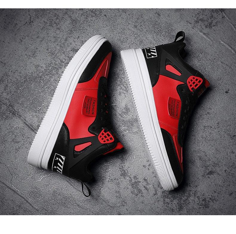 Elegant Sport Men's Sneaker Trend High Top Platform Shoes Spring Vulcanized Shoes Leather Casual Sport Fashion Flat Low Top Sneaker Lace-up Modern Design Stevvex