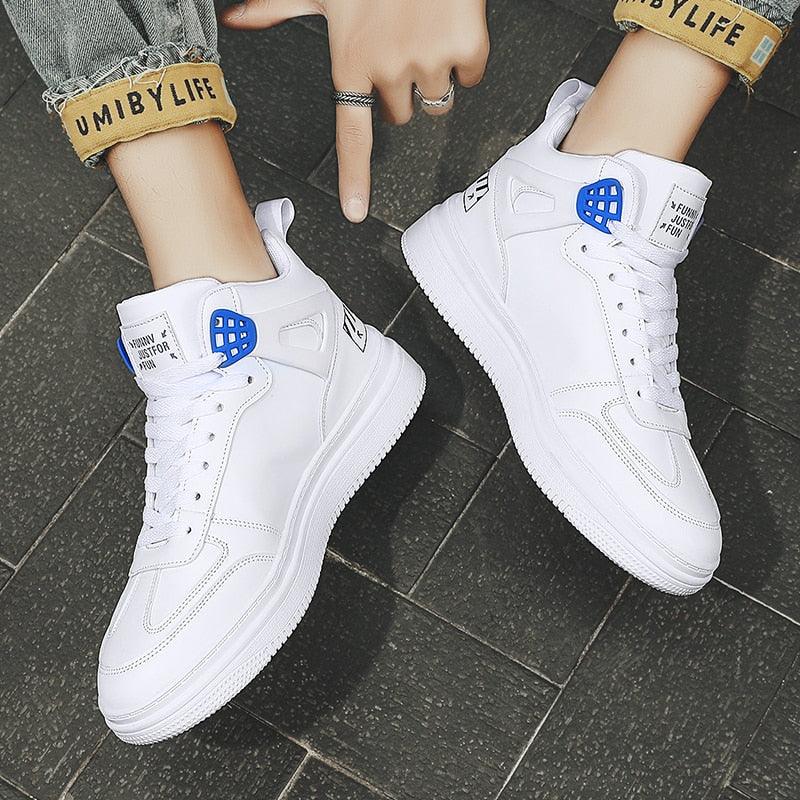 Elegant Sport Men's Sneaker Trend High Top Platform Shoes Spring Vulcanized Shoes Leather Casual Sport Fashion Flat Low Top Sneaker Lace-up Modern Design Stevvex