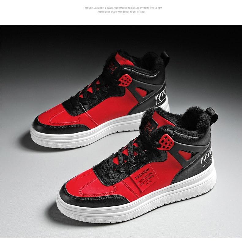 Elegant Sport Men's Sneaker Trend High Top Platform Shoes Spring Vulcanized Shoes Leather Casual Sport Fashion Flat Low Top Sneaker Lace-up Modern Design Stevvex