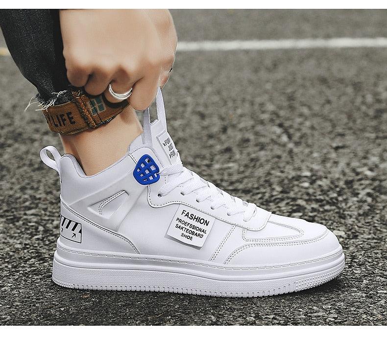 Elegant Sport Men's Sneaker Trend High Top Platform Shoes Spring Vulcanized Shoes Leather Casual Sport Fashion Flat Low Top Sneaker Lace-up Modern Design Stevvex