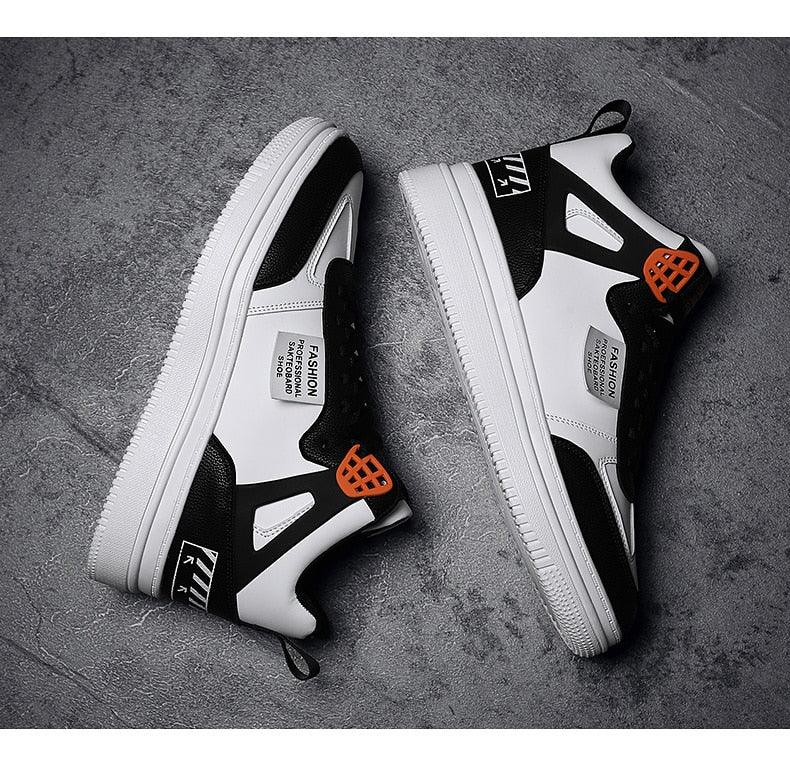 Elegant Sport Men's Sneaker Trend High Top Platform Shoes Spring Vulcanized Shoes Leather Casual Sport Fashion Flat Low Top Sneaker Lace-up Modern Design Stevvex