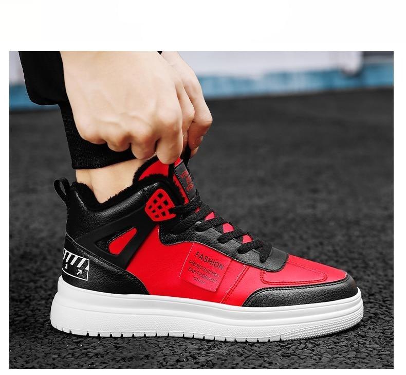 Elegant Sport Men's Sneaker Trend High Top Platform Shoes Spring Vulcanized Shoes Leather Casual Sport Fashion Flat Low Top Sneaker Lace-up Modern Design Stevvex