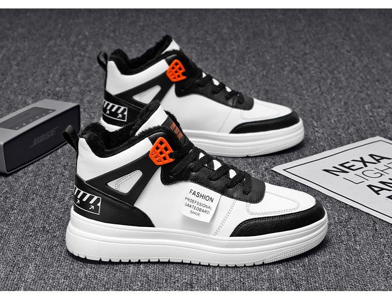 Elegant Sport Men's Sneaker Trend High Top Platform Shoes Spring Vulcanized Shoes Leather Casual Sport Fashion Flat Low Top Sneaker Lace-up Modern Design Stevvex