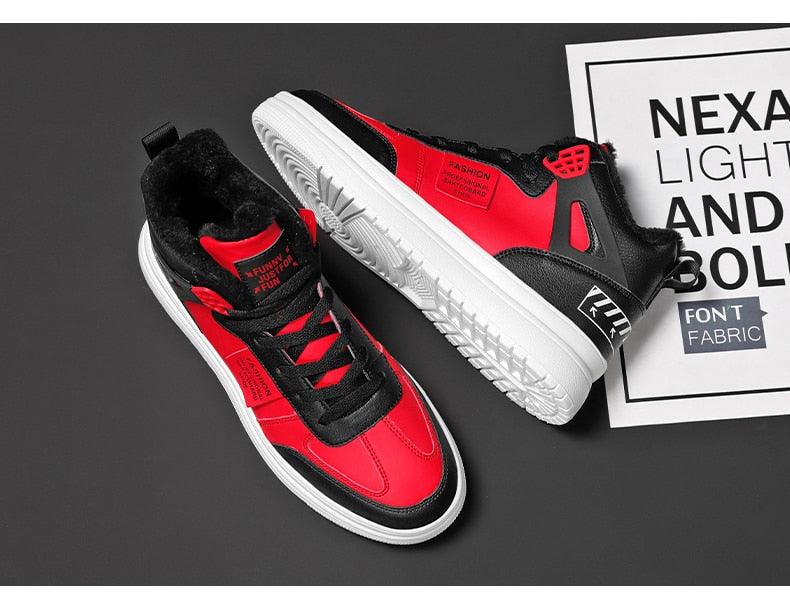 Elegant Sport Men's Sneaker Trend High Top Platform Shoes Spring Vulcanized Shoes Leather Casual Sport Fashion Flat Low Top Sneaker Lace-up Modern Design Stevvex