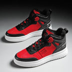 Elegant Sport Men's Sneaker Trend High Top Platform Shoes Spring Vulcanized Shoes Leather Casual Sport Fashion Flat Low Top Sneaker Lace-up Modern Design Stevvex