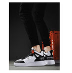 Elegant Sport Men's Sneaker Trend High Top Platform Shoes Spring Vulcanized Shoes Leather Casual Sport Fashion Flat Low Top Sneaker Lace-up Modern Design Stevvex