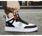 Elegant Sport Men's Sneaker Trend High Top Platform Shoes Spring Vulcanized Shoes Leather Casual Sport Fashion Flat Low Top Sneaker Lace-up Modern Design Stevvex