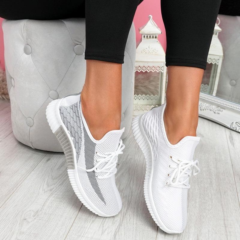 Elegant Sport Women's Vulcanized Female Lace Up Mesh Sneakers Round Toe Casual Walking Shoes Mesh Flat Anti-slip Women Breathable Mesh Fashion Sneakers Stevvex