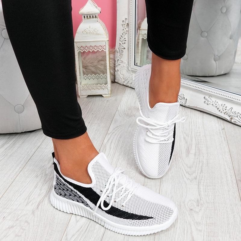 Elegant Sport Women's Vulcanized Female Lace Up Mesh Sneakers Round Toe Casual Walking Shoes Mesh Flat Anti-slip Women Breathable Mesh Fashion Sneakers Stevvex