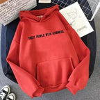 Elegant Spring Casual Treat People With Kindness Women/Men Vintage Casual Casual Hoodies with Pockets Letter Print Design and Cute Print Drawstring Hoodies For Men Women Comfortable Unisex Hoodies Stevvex