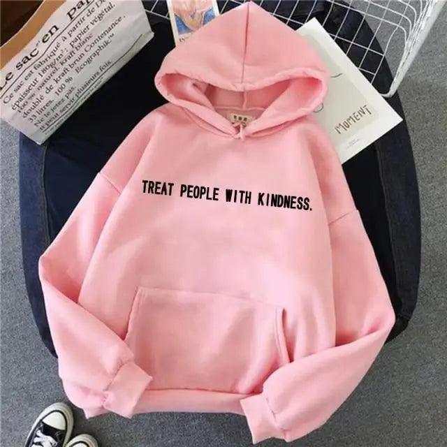 Elegant Spring Casual Treat People With Kindness Women/Men Vintage Casual Casual Hoodies with Pockets Letter Print Design and Cute Print Drawstring Hoodies For Men Women Comfortable Unisex Hoodies Stevvex