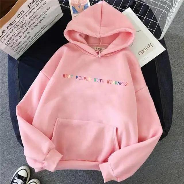 Elegant Spring Casual Treat People With Kindness Women/Men Vintage Casual Casual Hoodies with Pockets Letter Print Design and Cute Print Drawstring Hoodies For Men Women Comfortable Unisex Hoodies Stevvex