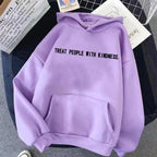 Elegant Spring Casual Treat People With Kindness Women/Men Vintage Casual Casual Hoodies with Pockets Letter Print Design and Cute Print Drawstring Hoodies For Men Women Comfortable Unisex Hoodies Stevvex