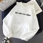 Elegant Spring Casual Treat People With Kindness Women/Men Vintage Casual Casual Hoodies with Pockets Letter Print Design and Cute Print Drawstring Hoodies For Men Women Comfortable Unisex Hoodies Stevvex