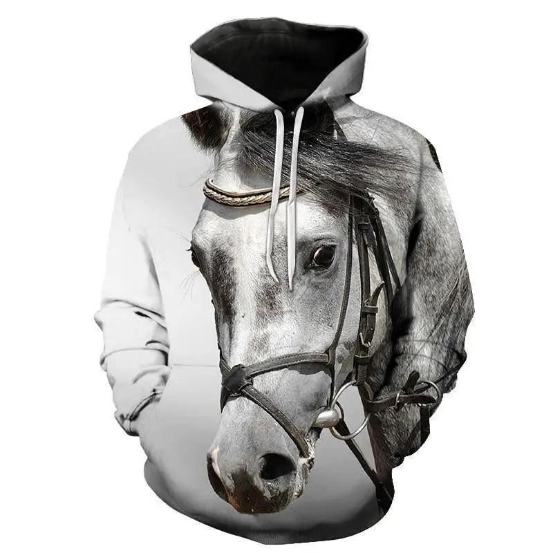 Elegant Sweaty Hoodie Popular Men's And Women's Sweatshirt Highest Value Animal 3D Printing Fashion Pullover Full Size  3D Horse Graphics Print Hoodie for Men Streetwear Casual Fashion Sweatshirt Stevvex