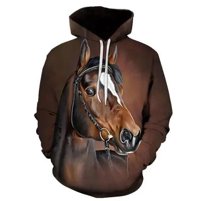 Elegant Sweaty Hoodie Popular Men's And Women's Sweatshirt Highest Value Animal 3D Printing Fashion Pullover Full Size  3D Horse Graphics Print Hoodie for Men Streetwear Casual Fashion Sweatshirt Stevvex