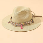 Elegant Tassel Beach Hats For Women Women's Bucket Sun Hat Max Sun Protection Holiday Hats Ladies Sun Hat Summer Straw Hats UV Protection Foldable Travel One Size Hat Modern Summer Fedoras For Party