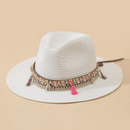 Elegant Tassel Beach Hats For Women Women's Bucket Sun Hat Max Sun Protection Holiday Hats Ladies Sun Hat Summer Straw Hats UV Protection Foldable Travel One Size Hat Modern Summer Fedoras For Party