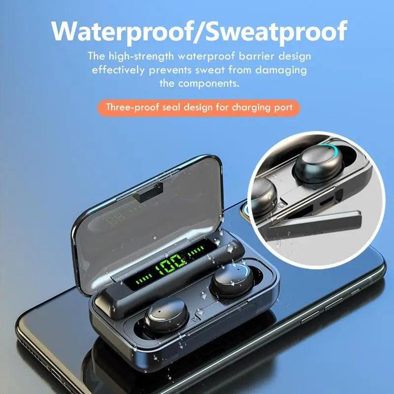 Elegant TWS Bluetooth 5.0 Earphones 2200mAh Charging Box Modern Wireless Headphone 9D Stereo Sports Waterproof Earbuds Luxury Headsets With Microphone Wireless Headphones with LED Display Wireless Earbuds with Mic, IPX8 Waterproof Touch Control Headphones