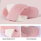 Elegant Warm Fluffy Slippers Women Faux Fur Indoor Floor Slides Flat Soft Furry Shoes Non Slip House Soft Plush Cozy House Shoes Furry Open Toe Indoor Outdoor Slip On Warm Winter Shoes