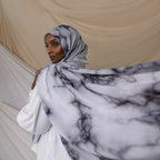 Elegant Watercolor Marble Print Headscarf Hijab (MH178)