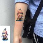 Elegant Waterproof Tattoo Sticker Sun Moon Fake Tatto Fashion Moon Temporary Fun Sun Wave Magic Tatoos For Womens Mens Stevvex
