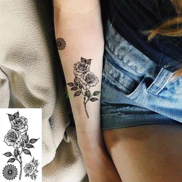 Elegant Waterproof Tattoo Sticker Sun Moon Fake Tatto Fashion Moon Temporary Fun Sun Wave Magic Tatoos For Womens Mens Stevvex