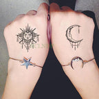 Elegant Waterproof Tattoo Sticker Sun Moon Fake Tatto Fashion Moon Temporary Fun Sun Wave Magic Tatoos For Womens Mens Stevvex