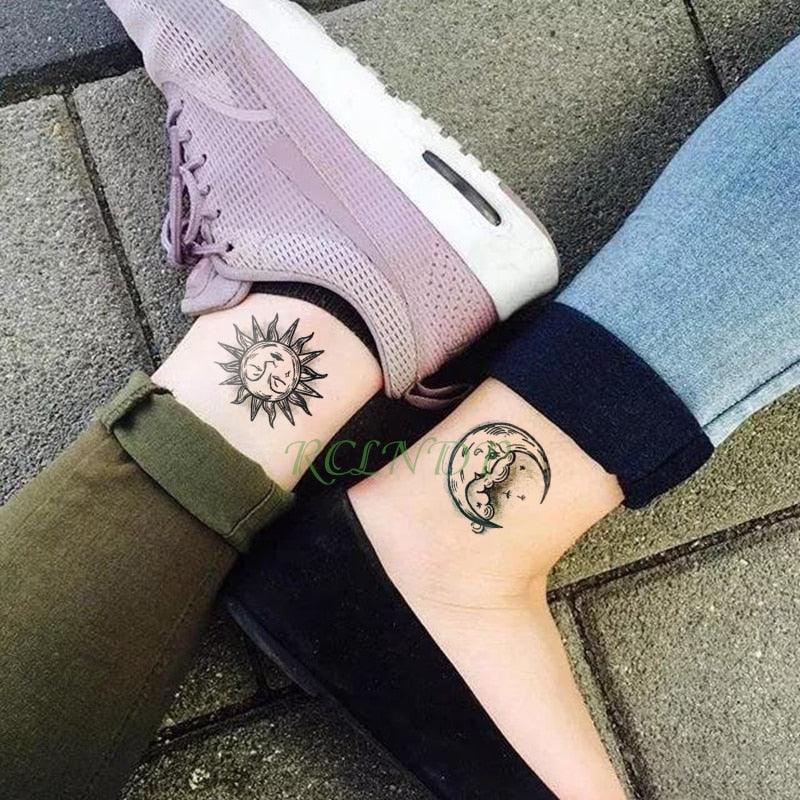 Elegant Waterproof Tattoo Sticker Sun Moon Fake Tatto Fashion Moon Temporary Fun Sun Wave Magic Tatoos For Womens Mens Stevvex