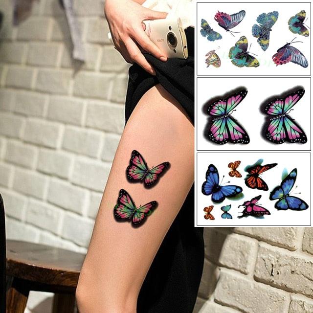 Elegant Waterproof Temporary Butterfly Sticker Tattoo Fake  Halloween Party Tattoo For Woman Girls Stevvex