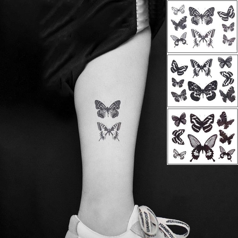 Elegant Waterproof Temporary Butterfly Sticker Tattoo Fake  Halloween Party Tattoo For Woman Girls Stevvex