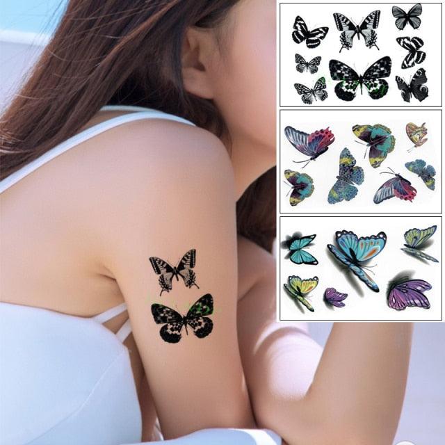 Elegant Waterproof Temporary Butterfly Sticker Tattoo Fake  Halloween Party Tattoo For Woman Girls Stevvex