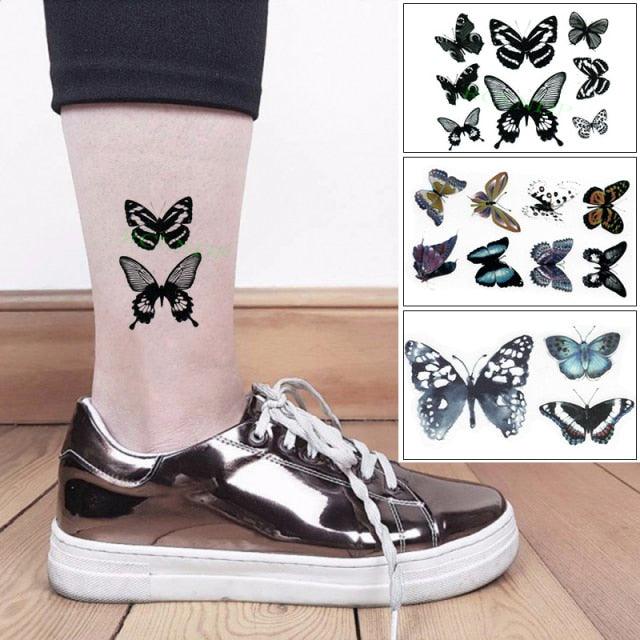 Elegant Waterproof Temporary Butterfly Sticker Tattoo Fake  Halloween Party Tattoo For Woman Girls Stevvex