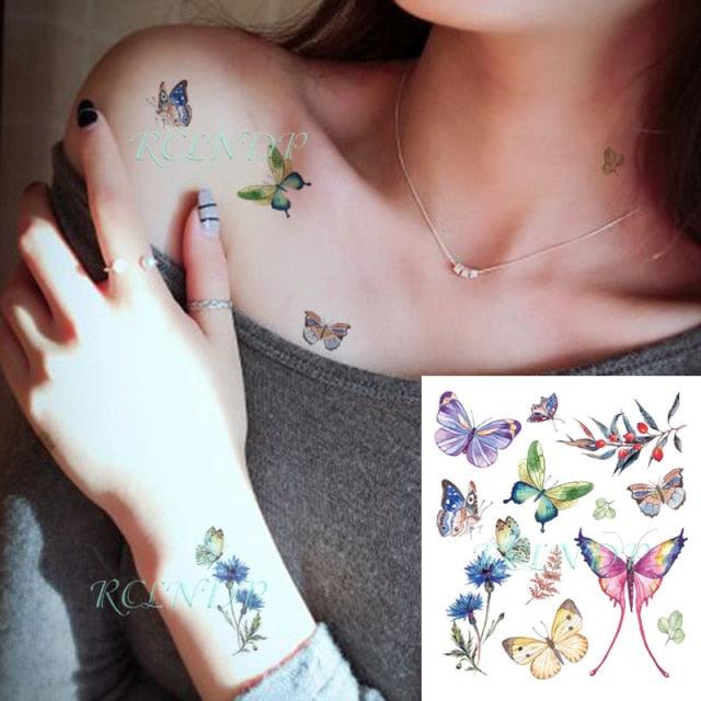 Elegant Waterproof Temporary Butterfly Sticker Tattoo Fake  Halloween Party Tattoo For Woman Girls Stevvex