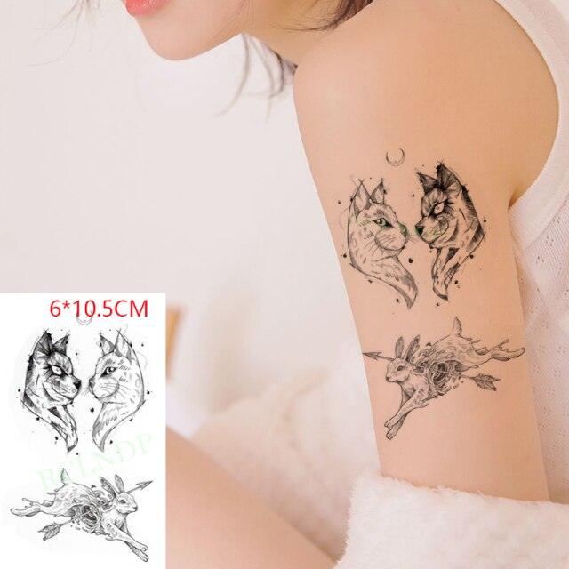 Elegant Waterproof Temporary Tattoo Sticker Cat Fox Flash Tatoo Neck Hand Modern Tattoo Stickers Butterflies Cats For Womens Stevvex