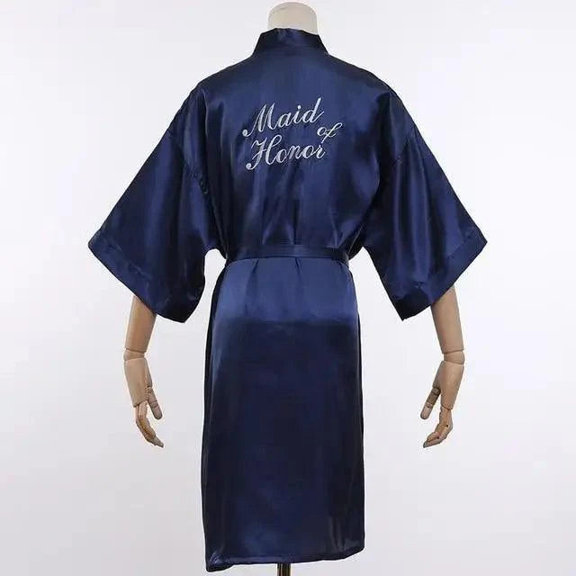 Elegant Wedding Bride Robe Lightweight Short Silk Sleepwear Women Indoor Bathrobes Stevvex
