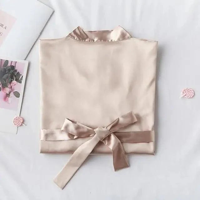 Elegant Wedding Bride Robe Lightweight Short Silk Sleepwear Women Indoor Bathrobes Stevvex