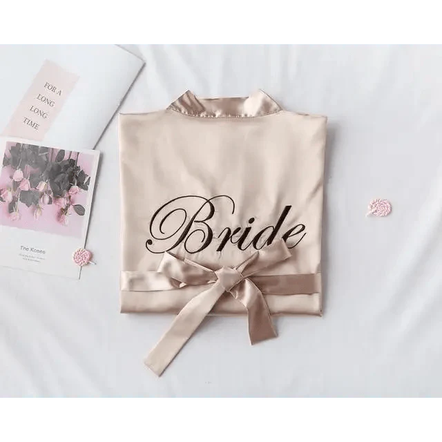 Elegant Wedding Bride Robe Lightweight Short Silk Sleepwear Women Indoor Bathrobes Stevvex