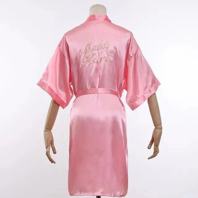 Elegant Wedding Bride Robe Lightweight Short Silk Sleepwear Women Indoor Bathrobes Stevvex