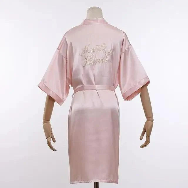 Elegant Wedding Bride Robe Lightweight Short Silk Sleepwear Women Indoor Bathrobes Stevvex