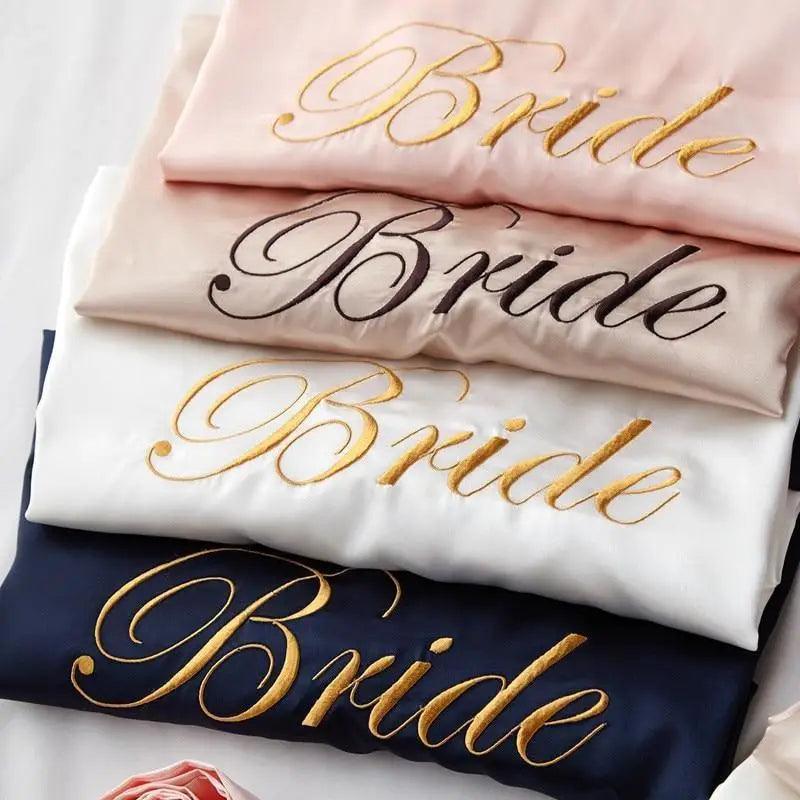 Elegant Wedding Bride Robe Lightweight Short Silk Sleepwear Women Indoor Bathrobes Stevvex