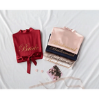 Elegant Wedding Bride Robe Lightweight Short Silk Sleepwear Women Indoor Bathrobes Stevvex