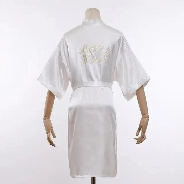 Elegant Wedding Bride Robe Lightweight Short Silk Sleepwear Women Indoor Bathrobes Stevvex