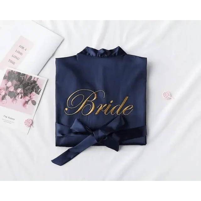 Elegant Wedding Bride Robe Lightweight Short Silk Sleepwear Women Indoor Bathrobes Stevvex