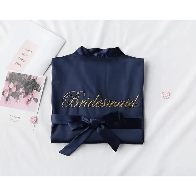 Elegant Wedding Bride Robe Lightweight Short Silk Sleepwear Women Indoor Bathrobes Stevvex