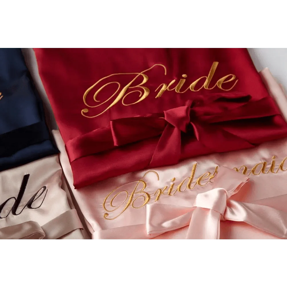 Elegant Wedding Bride Robe Lightweight Short Silk Sleepwear Women Indoor Bathrobes Stevvex